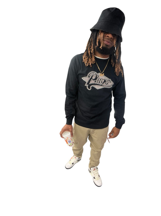 PLAYER Varisty Long Sleeve Tee - BLACK